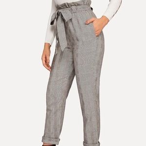 High waist plaid pants